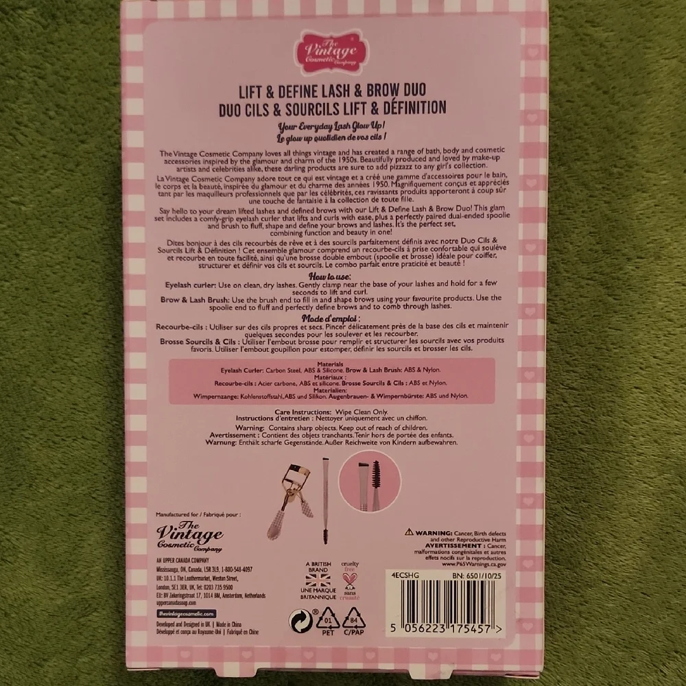The Vintage Cosmetic Company Lift & Define Lash + Brow Duo in Light Pink Gingham